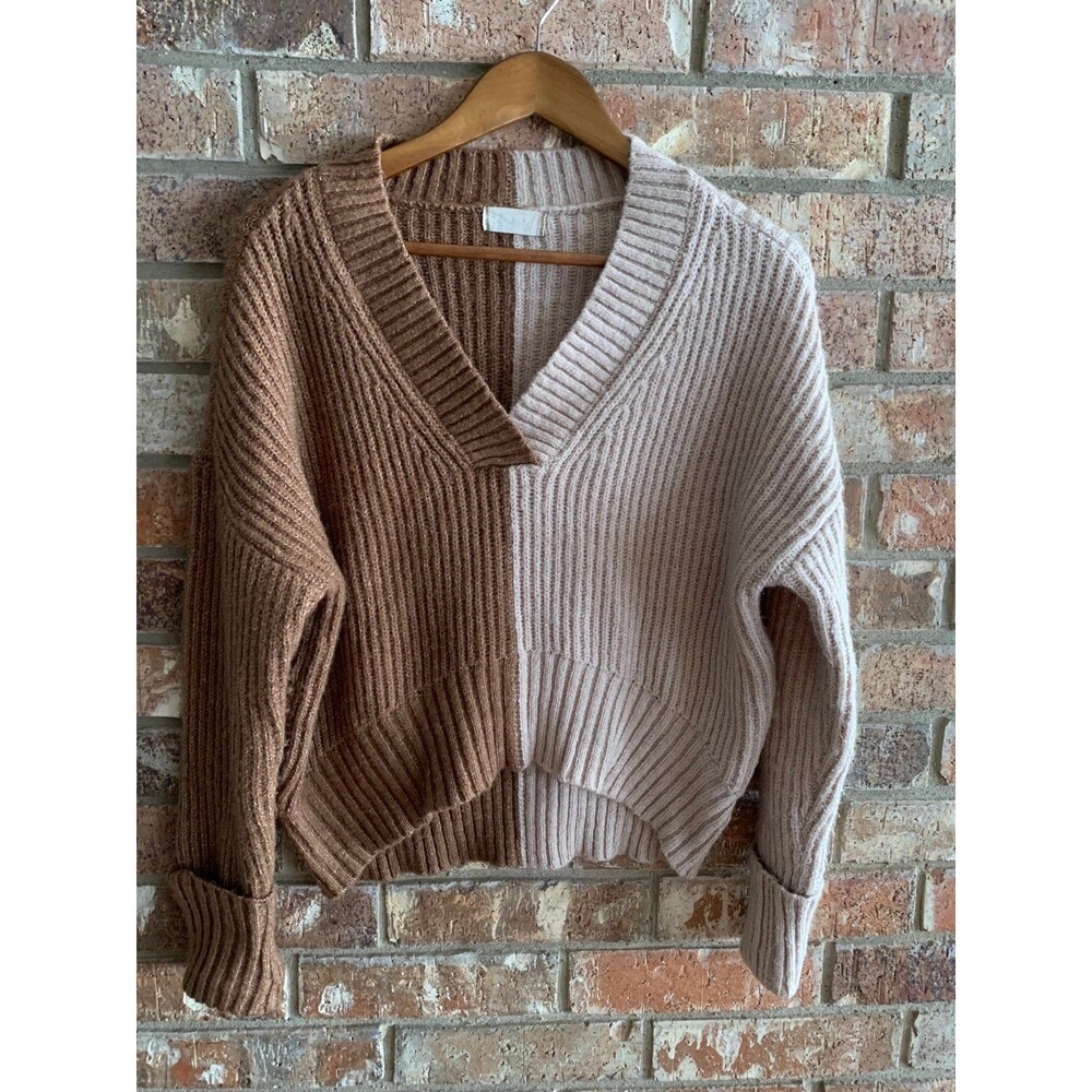 Altar’d State cropped tan/brown Color block sweater, size S